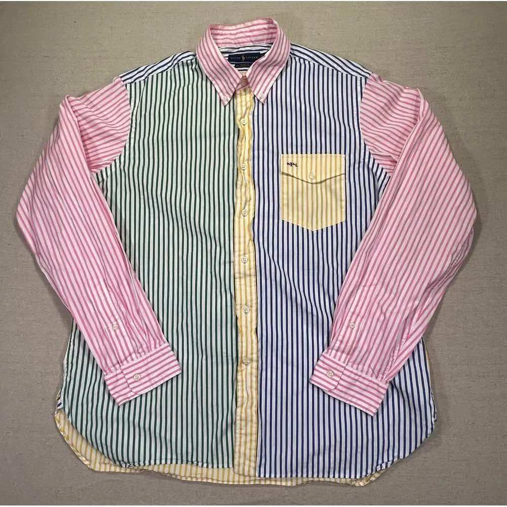 Ralph Lauren Men's XL Color-Block Stripe Stretch Classic Fit Button Shirt - Picture 1 of 9